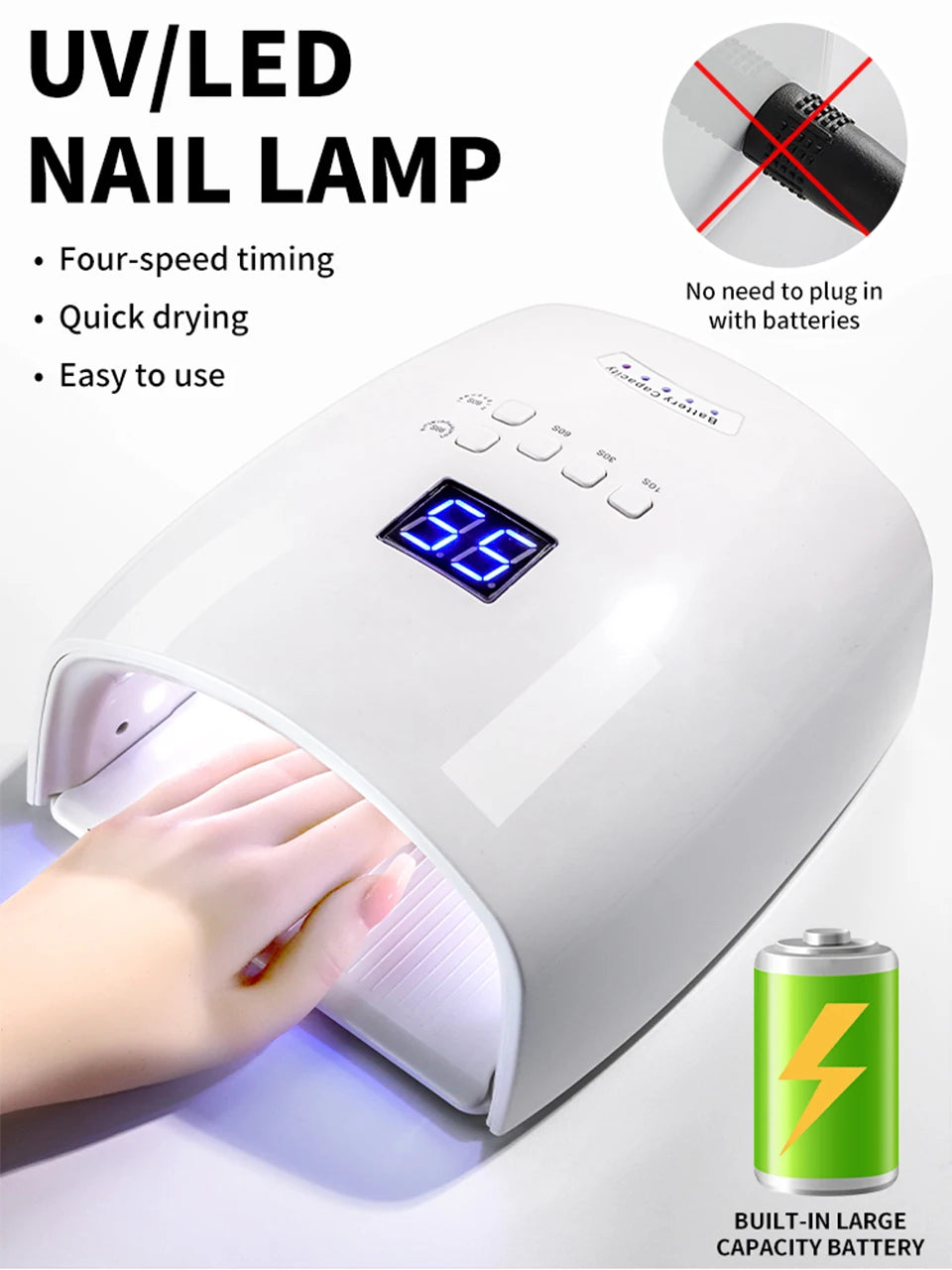 Pro UV Nail Lamp – 4-Speed Timer, 30-LED Quick-Dry Gel Curing Machine